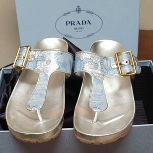 Prada Jacquard Lurex Sandals Size 39